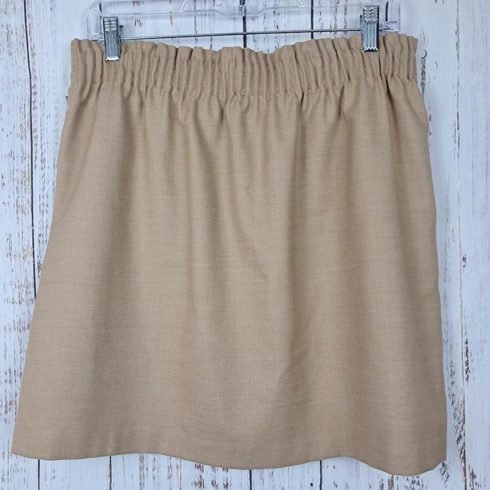 J. CREW 10 Beige Wool Blend Sidewalk Skirt‎ Mini A-Line Paperbag Waist Pockets